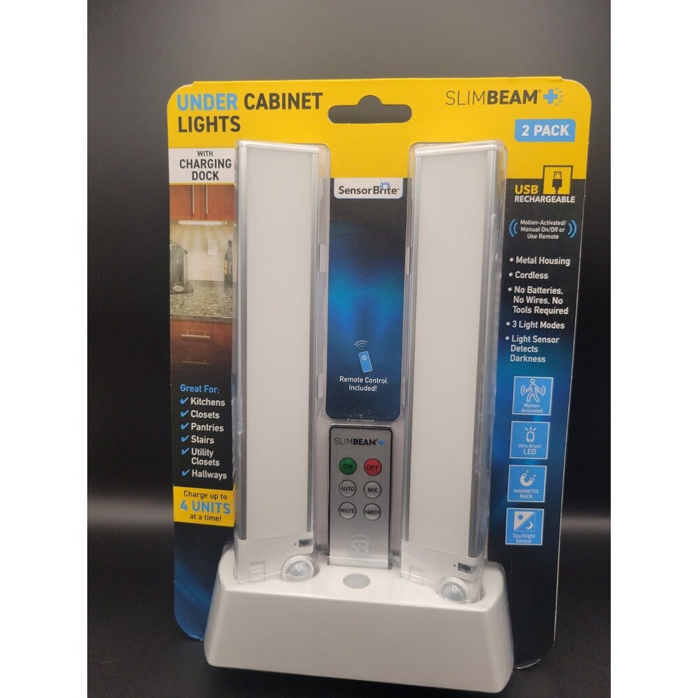 Sensor Brite 2pk Slim Beam + Motion Activated Under Cabinet Rechargeable Lights